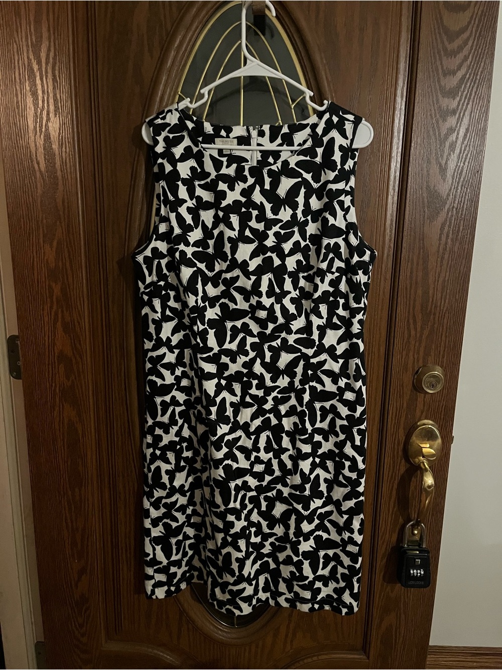Talbots Black and White Abstract Butterfly Print Shift Dress